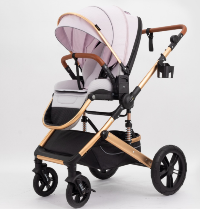 Carucior copii, 0-36 luni, Cu suspensii, Maner reversibil, Orginal L-Sun, Husa picioare detasabila, Pink [2]