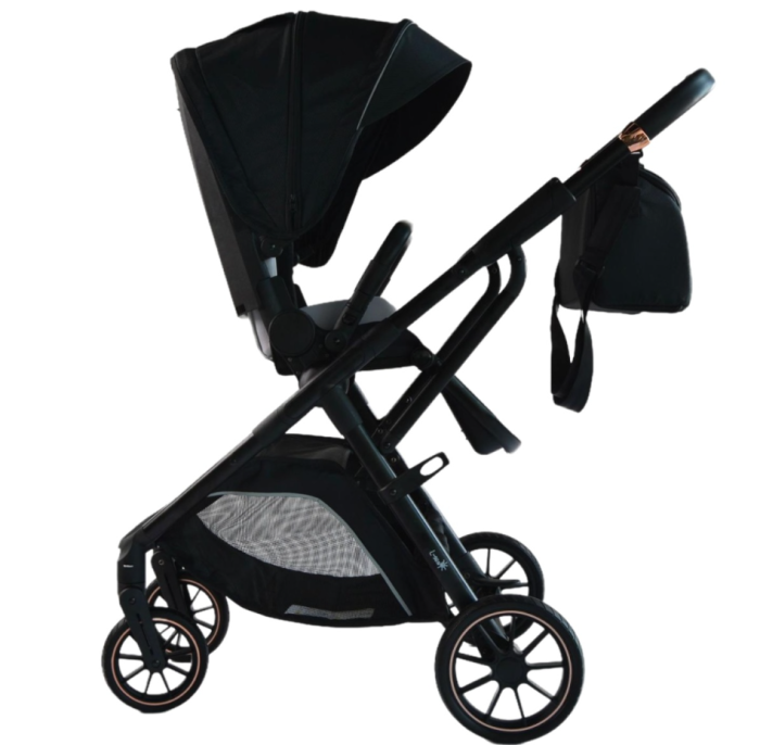 Carucior copii, 0-36 luni, sarcina maxima 22 kg, Landou reversibil, Colectie Lux, Negru [5]