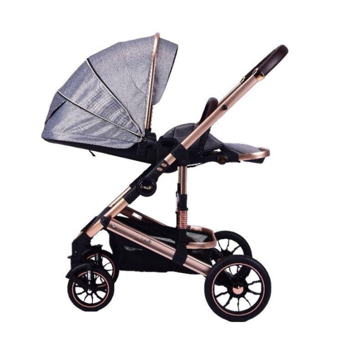 Carucior copii, 0-3 ani, Cu suspensii, Landou reversibil, Pozitie de somn, Gri [4]