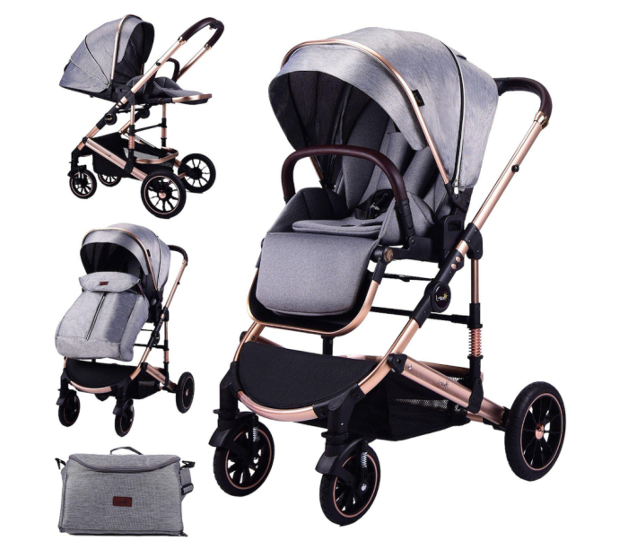 Carucior copii, 0-3 ani, Cu suspensii, Landou reversibil, Pozitie de somn, Gri [1]