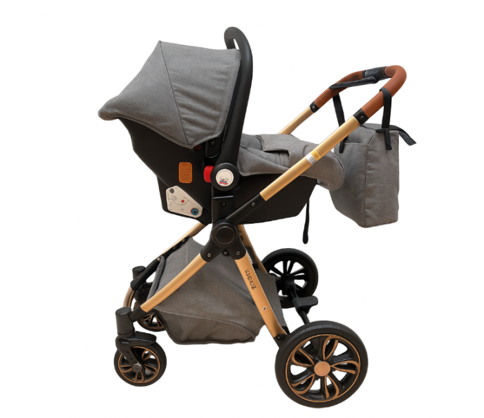 Carucior copii, 3 in 1 ,Cu 3 piese distincte, suspensie pe roata, reversibil, Gri [3]