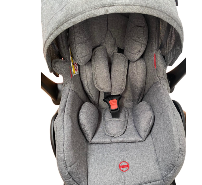 Carucior copii, 3 in 1 ,Cu 3 piese distincte, suspensie pe roata, reversibil, Gri [6]