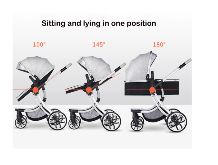 Carucior multifunctional 3 in 1, Forma anatomica, Suspensie dubla si Geanta scutece, Gri [14]