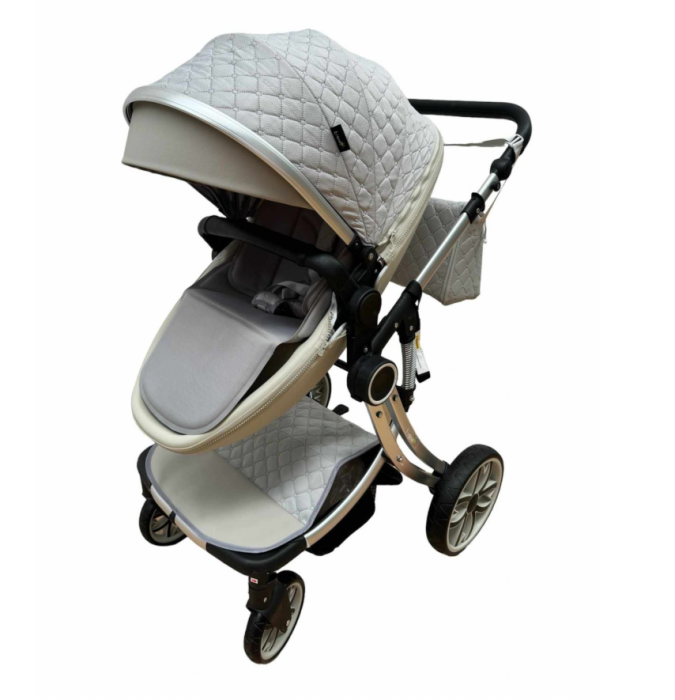 Carucior multifunctional 3 in 1, Forma anatomica, Suspensie dubla si Geanta scutece, Gri [4]