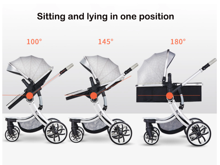 Carucior multifunctional 3 in 1, Forma anatomica, Suspensie dubla si Geanta scutece,  Portocaliu [5]