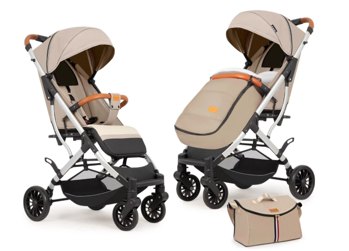 Carucior sport, tip troler, Cu husa de iarna, Geanta pentru scutece, Roti cauciuc, Strangere ultracompacta, Bej [1]