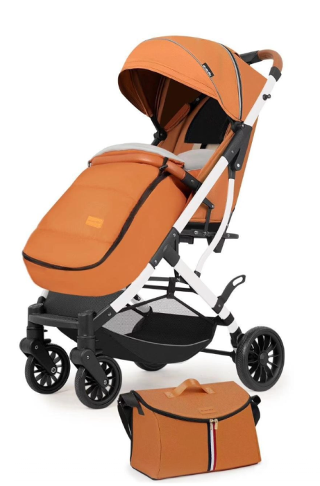 Carucior sport, tip troler, Cu husa de iarna, Geanta pentru scutece, Roti cauciuc, Strangere ultracompacta, Oranje [2]