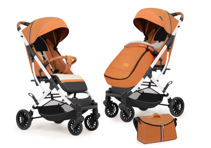 Carucior sport, tip troler, Cu husa de iarna, Geanta pentru scutece, Roti cauciuc, Strangere ultracompacta, Oranje [1]