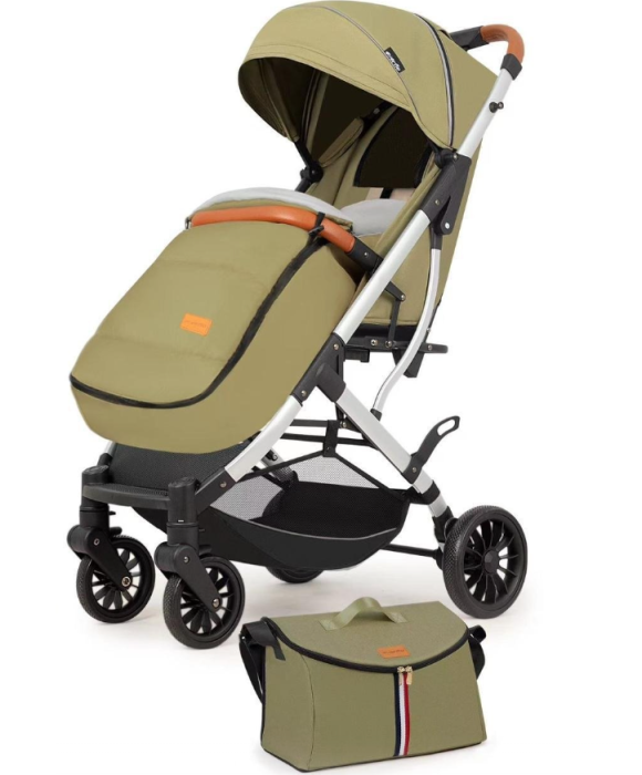 Carucior sport, tip troler, Cu husa de iarna, Geanta pentru scutece, Roti cauciuc, Strangere ultracompacta, Verde [2]