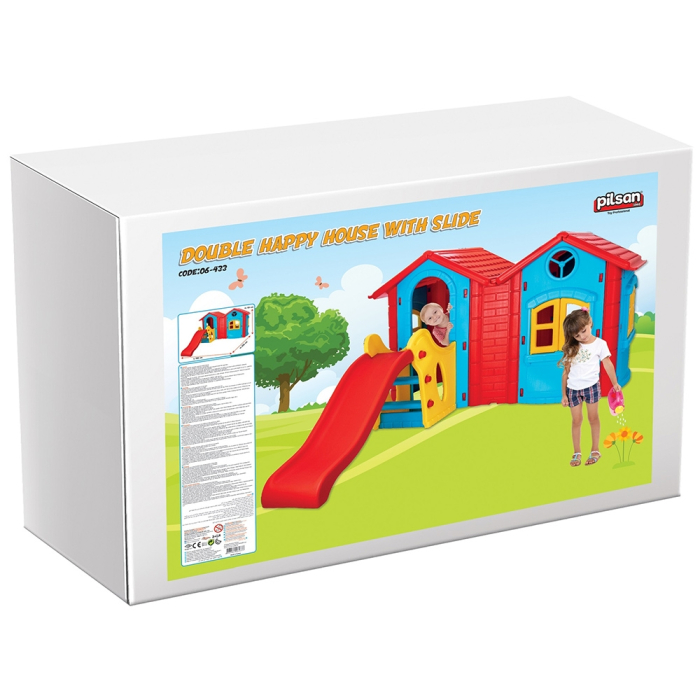 Casuta cu tobogan pentru copii Pilsan Double Happy House blue [3]