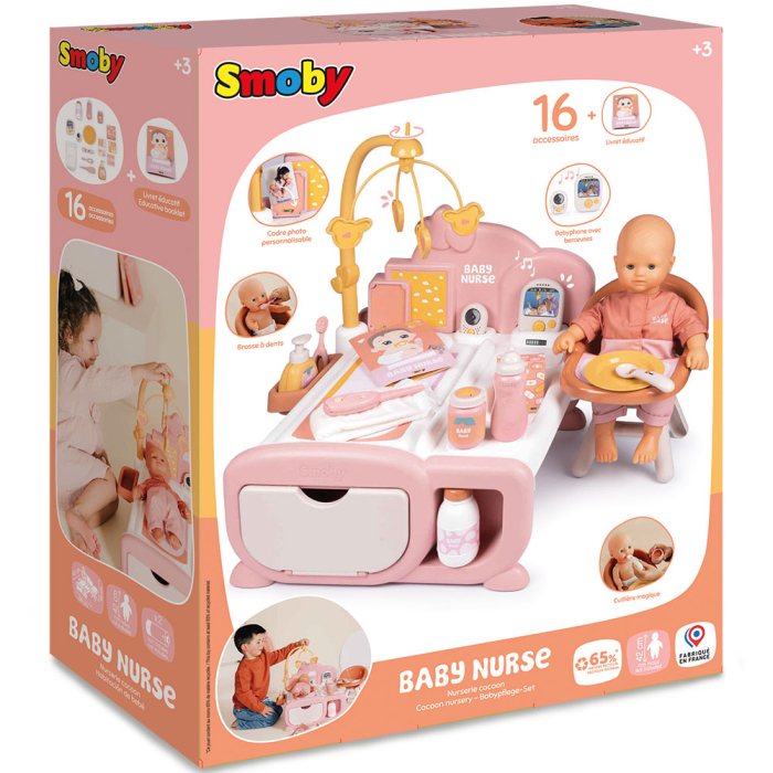 Centru de ingrijire pentru papusi Smoby Baby Nurse Cocoon Nursery 3 in 1 cu 16 accesorii [6]