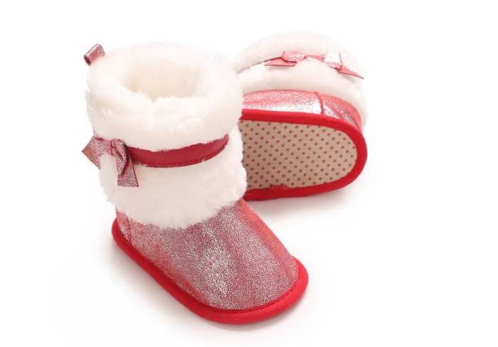 Cizmulite pentru bebelusi, rosu sidefat [3]
