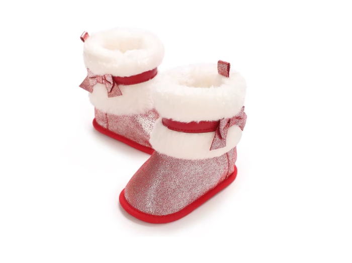 Cizmulite pentru bebelusi, rosu sidefat [2]