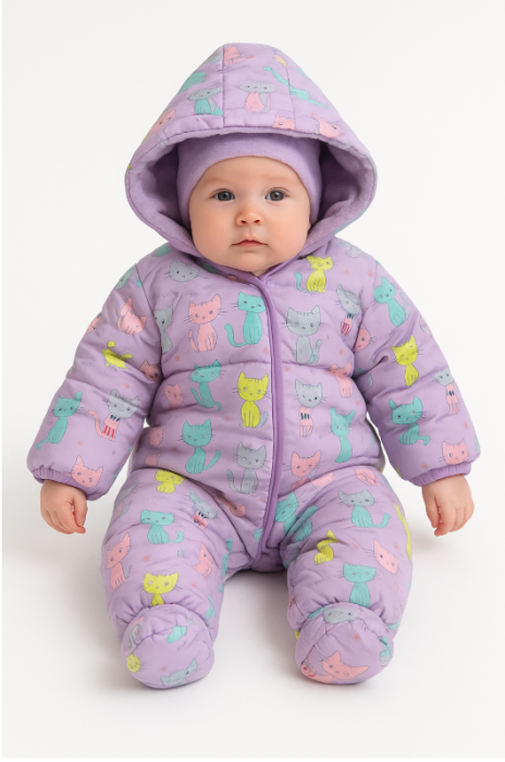 Combinezon bebe, imblanit, model Miau, Mov [2]