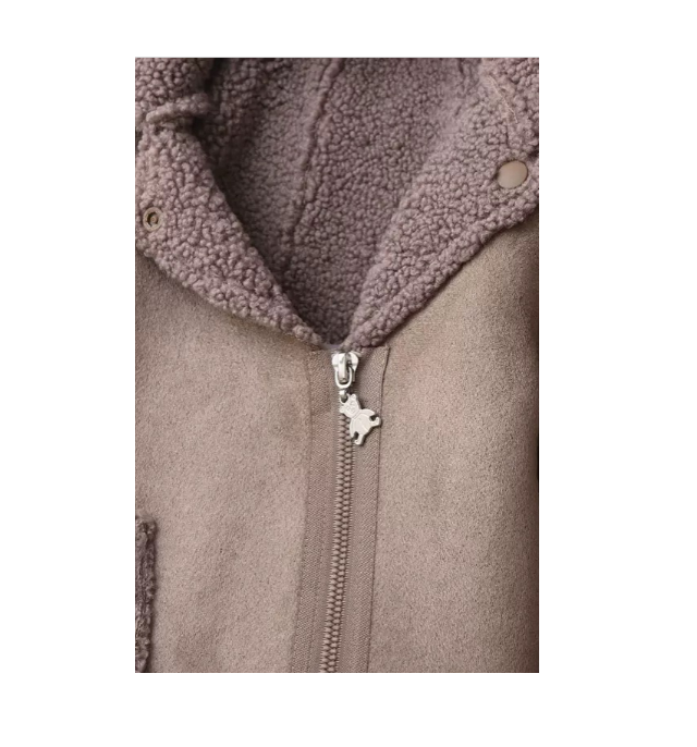 Combinezon bebelusi, Din blanita, Cu gluga si buzunar, Maro [3]