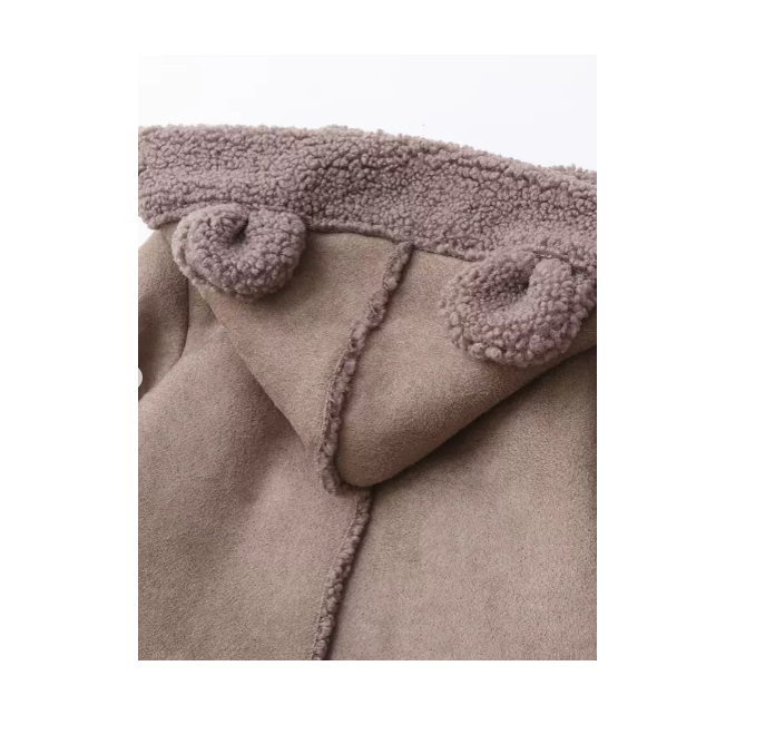 Combinezon bebelusi, Din blanita, Cu gluga si buzunar, Maro [5]