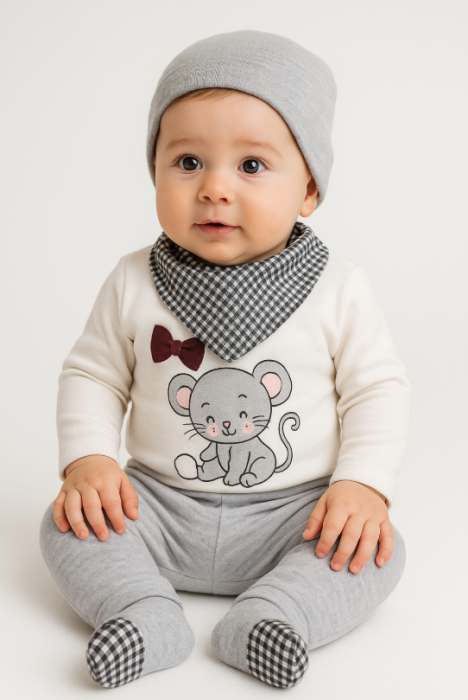 Costumas pentru bebe, 0-3 luni, Micul Ping, Gri [1]