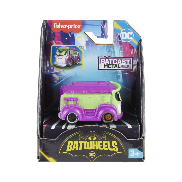 FISHER PRICE BATWHEELS MASINUTA METALICA PRANK VANUL LUI JOKER 1:55 [1]