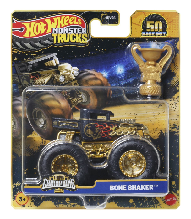 HOT WHEELS MONSTER TRUCK 50 BIGFOOT TROPHY CHAMPIONS MASINUTA BONE SHAKER SCARA 1 LA 64 [1]