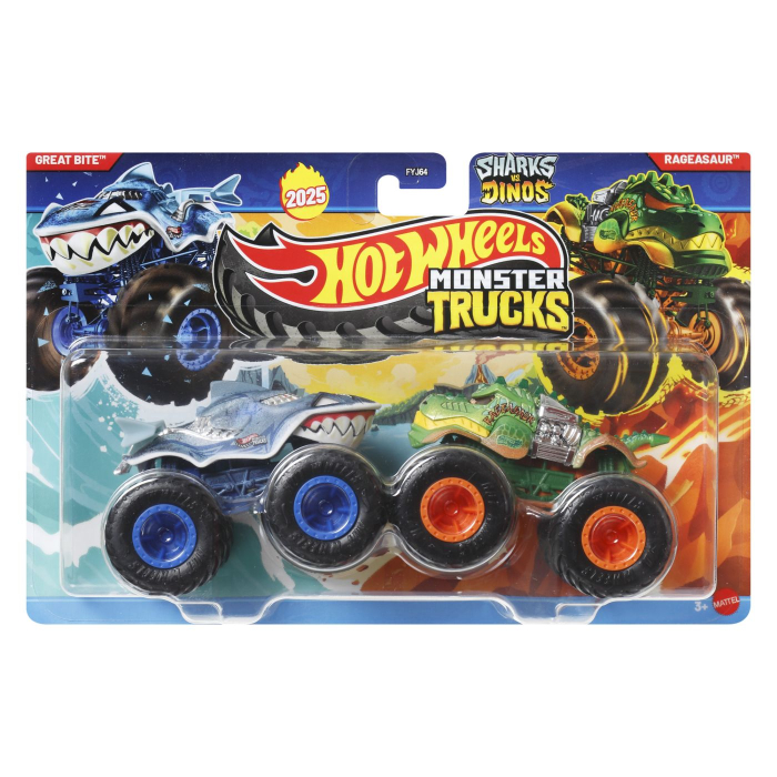 HOT WHEELS MONSTER TRUCK SET 2 MASINI GREAT BITE SI RAGEASAUR SCARA 1 LA 64 [1]