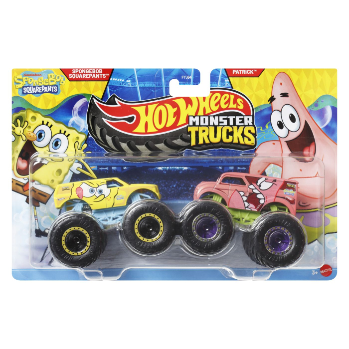 HOT WHEELS MONSTER TRUCK SET 2 MASINI SPONGEBOB SQUAREPANTS SI PATRICK SCARA 1 LA 64 [1]