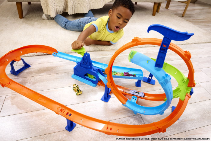 HOT WHEELS STUNT TRACKS PISTA CICLON DE LANSAREA RAPIDA CU MASINUTA INCLUSA [7]