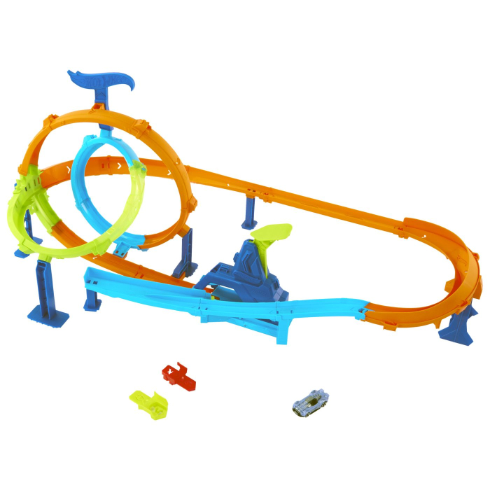 HOT WHEELS STUNT TRACKS PISTA CICLON DE LANSAREA RAPIDA CU MASINUTA INCLUSA [10]