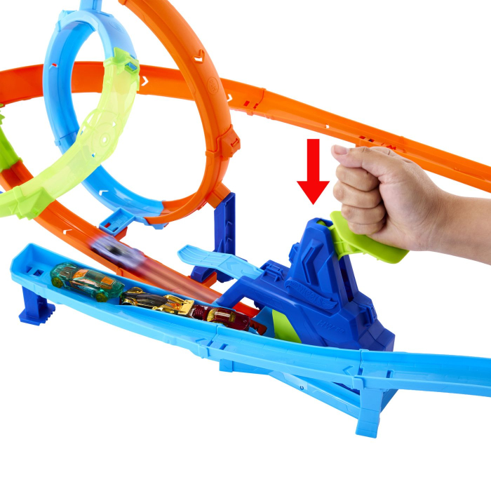 HOT WHEELS STUNT TRACKS PISTA CICLON DE LANSAREA RAPIDA CU MASINUTA INCLUSA [11]