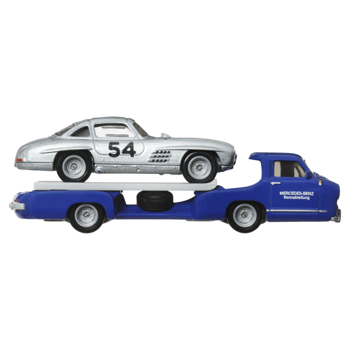HOT WHEELS TRANSPORTATOR  MERCEDES-BENZ 55 BLAUES WUNDER CU MASINUTA MERCEDES-BENZ 300 SL SCARA 1:64 [4]