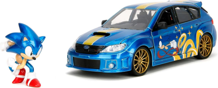 JADA SONIC THE HEDGEHOG SET MASINUTA METALICA SUBARU IMPREZA WRX STI 2012 SI FIGURINA SONIC SCARA 1 LA 24 [2]