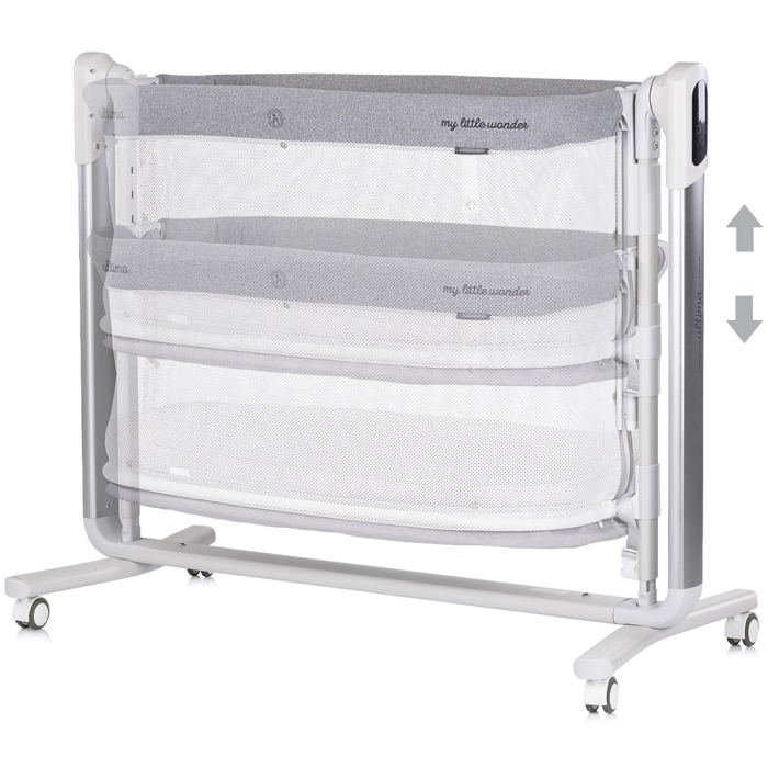 Leagan electric si patut pentru copii Chipolino Ultima cu laterala culisanta grey [4]