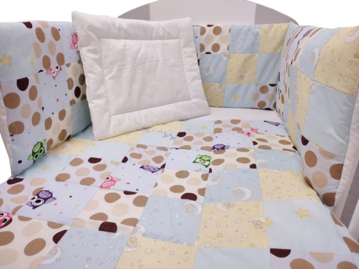 Lenjerie MyKids Mini Patratel Multicolor Buline Maro 4 Piese 120x60 [2]
