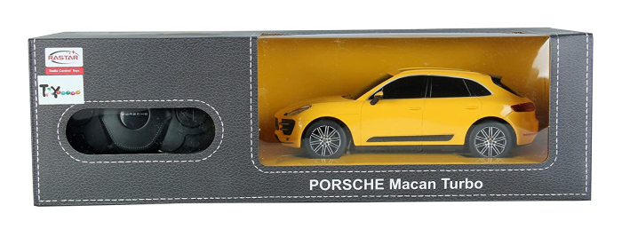MASINA CU TELECOMANDA PORSCHE MACAN TURBO GALBEN CU SCARA 1 LA 24 [1]