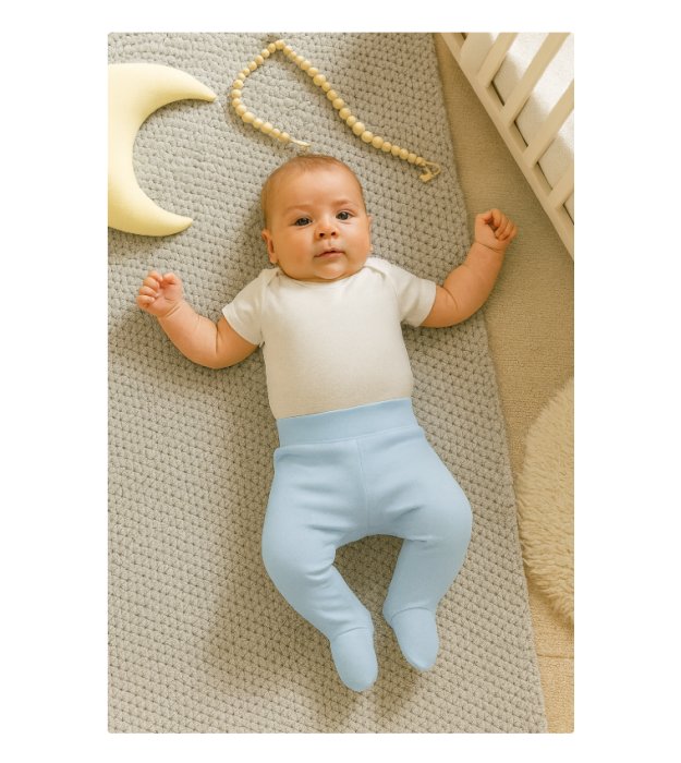 Pantaloni, Cu botosei, Cu banda de bumbac, Albastru [2]