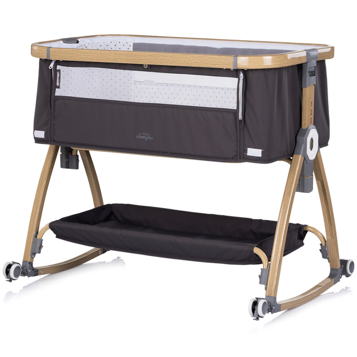 Patut co-sleeper Chipolino Charisma cu laterala culisanta charcoal wood [6]