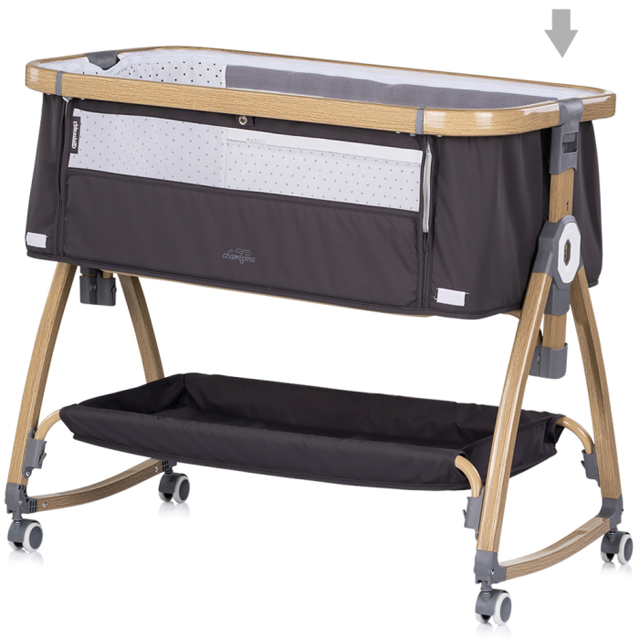 Patut co-sleeper Chipolino Charisma cu laterala culisanta charcoal wood [5]