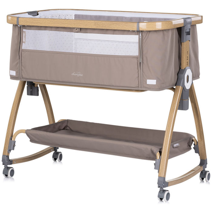 Patut co-sleeper Chipolino Charisma cu laterala culisanta latte wood [2]