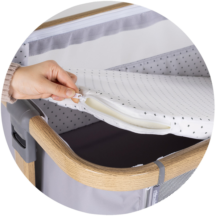 Patut co-sleeper Chipolino Charisma cu laterala culisanta platinum wood [9]