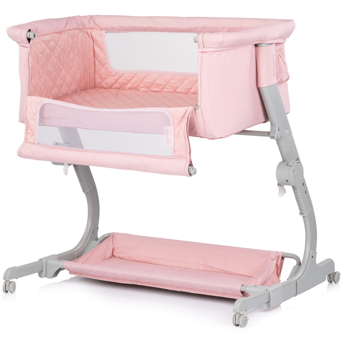 Patut co-sleeper Chipolino Eleganza cu laterala culisanta pink marshmallow [2]