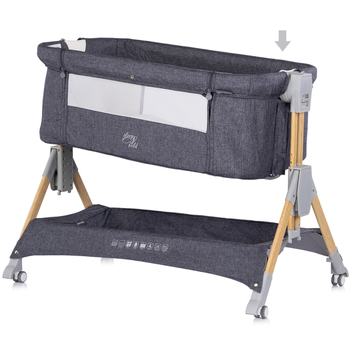 Patut co-sleeper pliabil Chipolino SleepNFold charcoal [6]