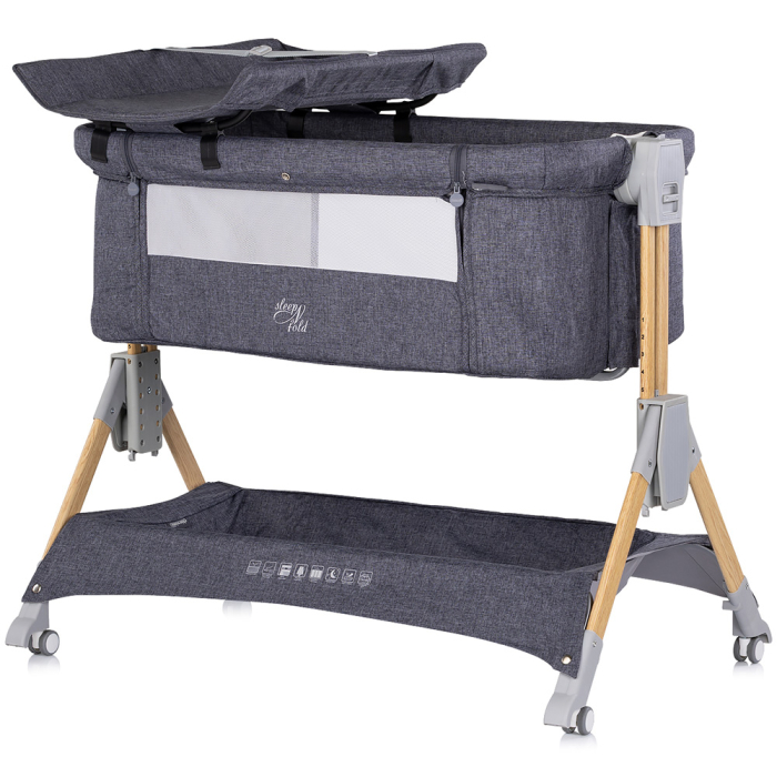 Patut co-sleeper pliabil Chipolino SleepNFold charcoal [4]
