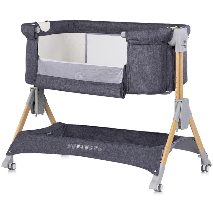 Patut co-sleeper pliabil Chipolino SleepNFold charcoal [3]
