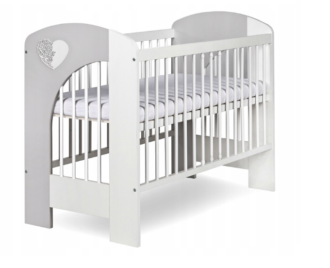 Patut copii din lemn KLUPS NEL Heart Alb Gri [1]