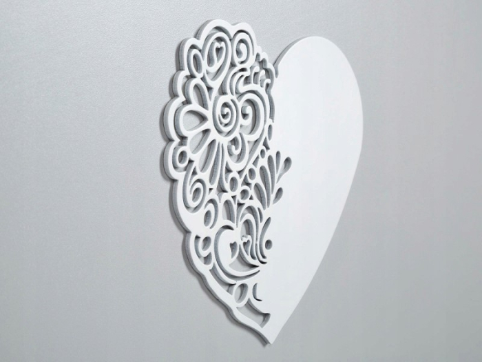Patut copii din lemn KLUPS NEL Heart Alb Gri [2]