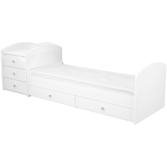 Patut copii transformabil din lemn cu 5 sertare Hubners Matei Maxi Kombi 120x70 cm alb [3]