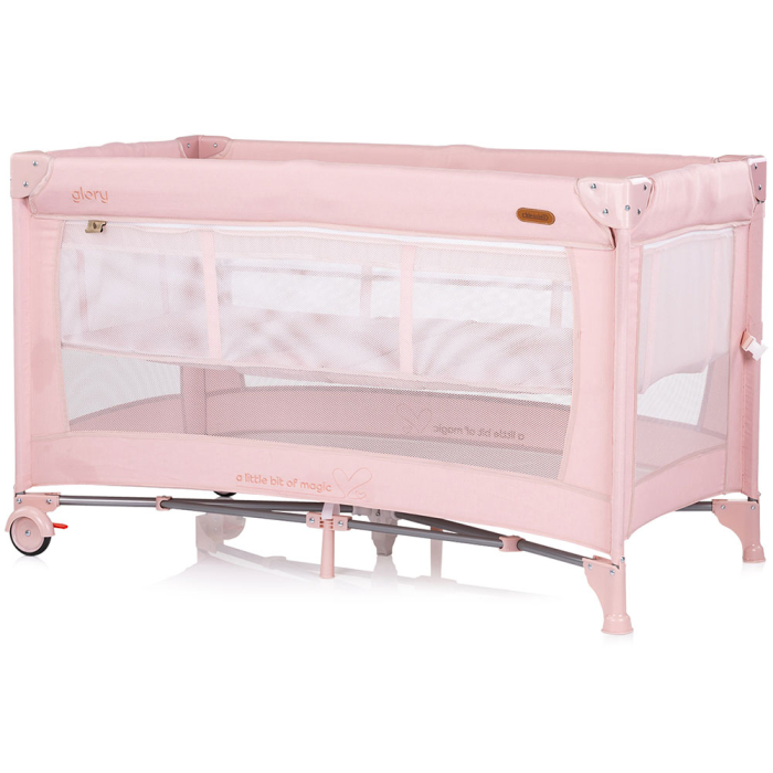Patut pliabil Chipolino Glory cu laterala culisanta pink marshmallow [3]