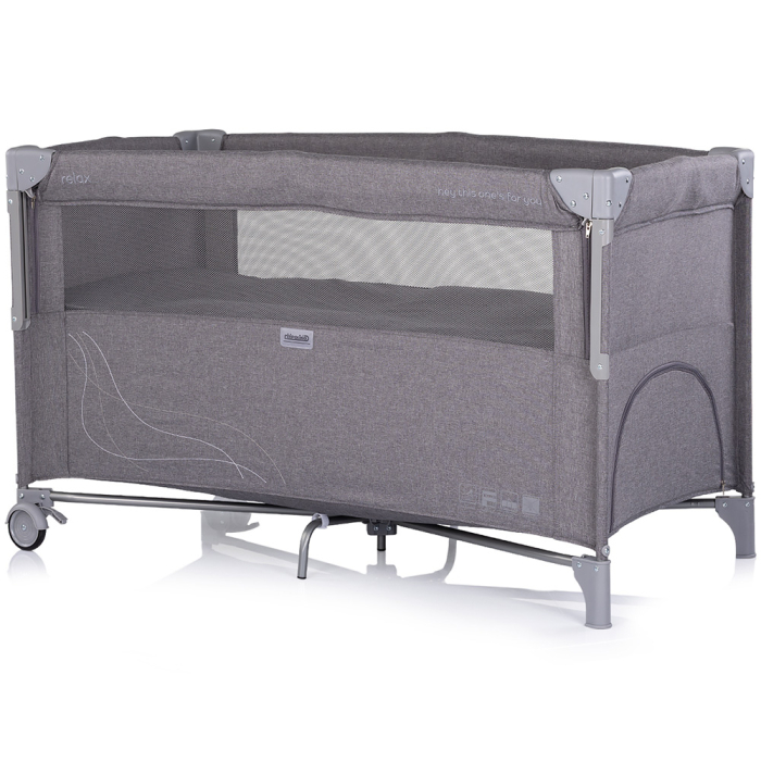 Patut pliabil Chipolino Relax charcoal linen cu laterala culisanta [2]