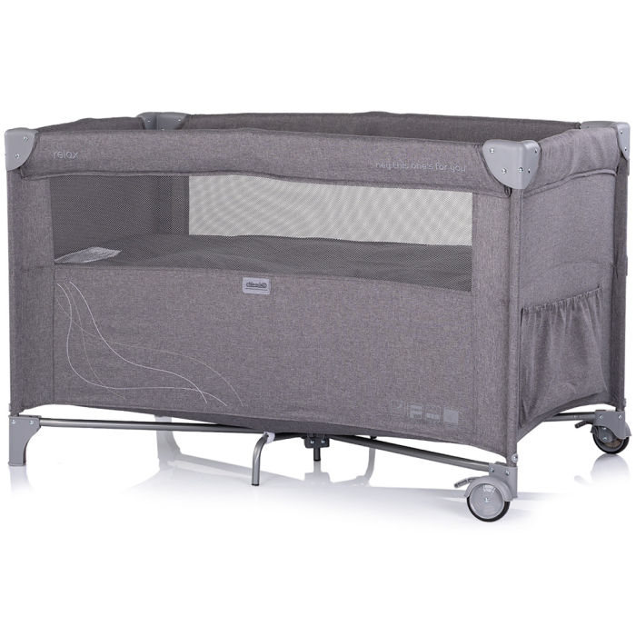 Patut pliabil Chipolino Relax charcoal linen cu laterala culisanta [3]