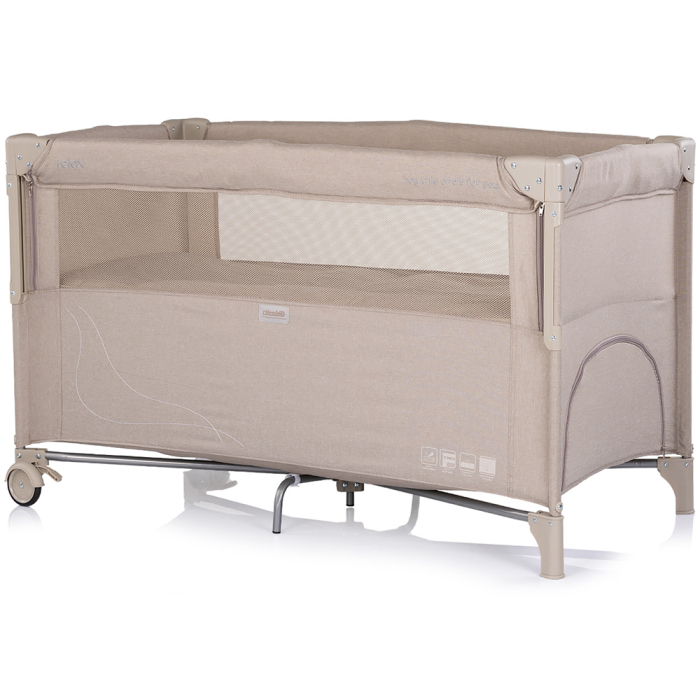 Patut pliabil Chipolino Relax latte linen cu laterala culisanta [2]
