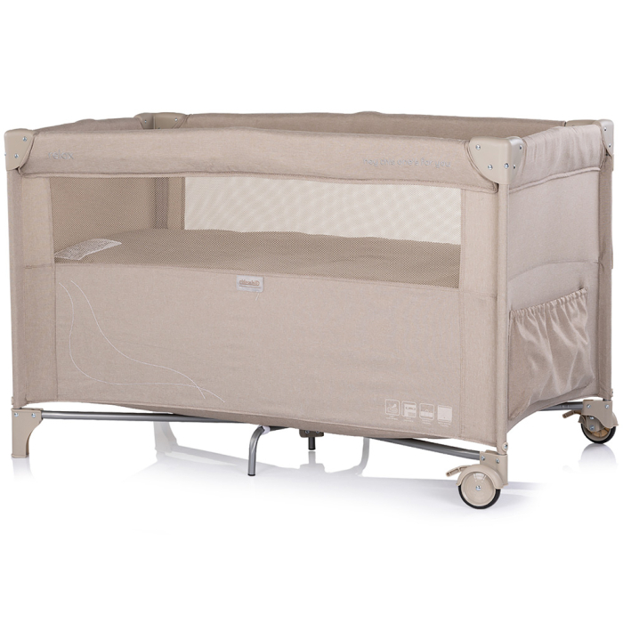 Patut pliabil Chipolino Relax latte linen cu laterala culisanta [3]